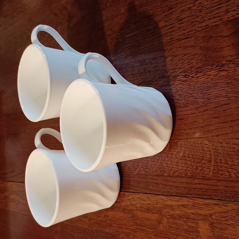 Vtg Corning Corelle White Swirl Enhancements Stoneware Coffee Cup b150